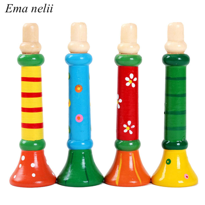 Hot Baby Drewniany róg Gwizdek Instrument muzyczny Zabawki dla dzieci Kolorowe