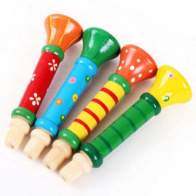 Hot Baby Drewniany róg Gwizdek Instrument muzyczny Zabawki dla dzieci Kolorowe