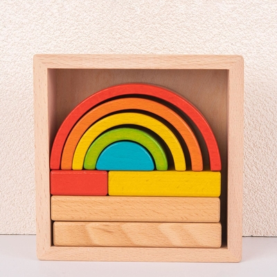 Drewniana układarka do układania w układanie Układanie klocków Montessori dla przedszkolaków