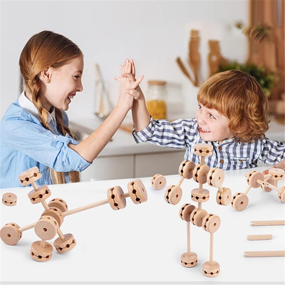 3D Construct Fort Drewniane Buliding Blocks Złóż Diy Edukacyjne Montessori