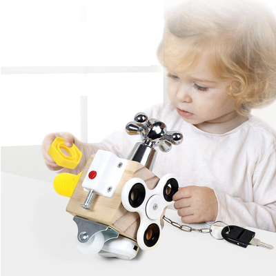 Drewniane zabawki Montessori Busy Cube dla dzieci Travel Edukacyjne