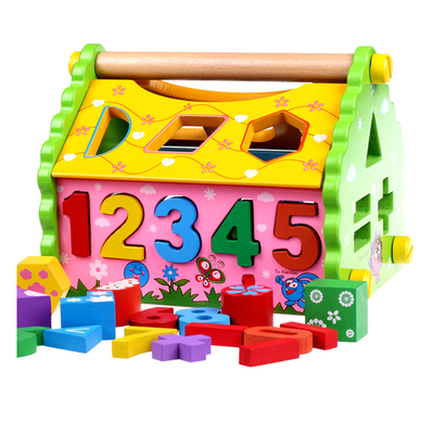 Sorter kształtów dla dzieci Wisdom House Drewniany Montessori Bright