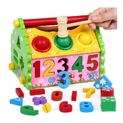 Sorter kształtów dla dzieci Wisdom House Drewniany Montessori Bright