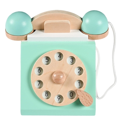 Retro Symulacja Telefon Playset Drewniana zabawka edukacyjna dla dzieci