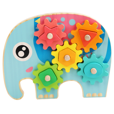 Inteligentny słoń Gear Block Wood Creative Animal Design