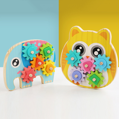 Inteligentny słoń Gear Block Wood Creative Animal Design
