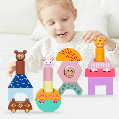 Drewniany kształt ciężarówki DIY Zabawka edukacyjna dla malucha w wieku przedszkolnym