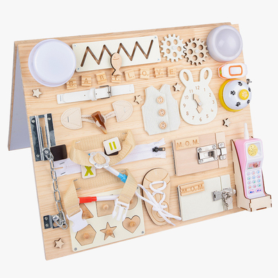 Montessori wczesna edukacja DIY Handmade Busy Board Drewniane zabawki dla małych dzieci