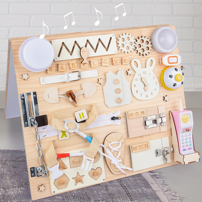 Montessori wczesna edukacja DIY Handmade Busy Board Drewniane zabawki dla małych dzieci