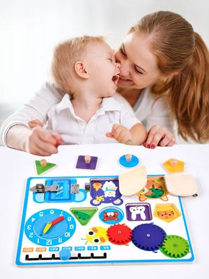 Drewniana tablica odblokowująca zegar Montessori dla chłopców dziewcząt