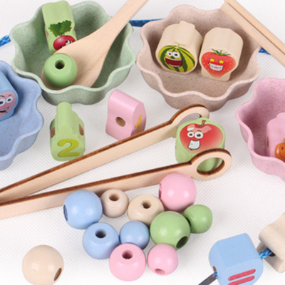 Montessori drewniane zabawki ręce trening mózgu klip koraliki puzzle gra matematyczna