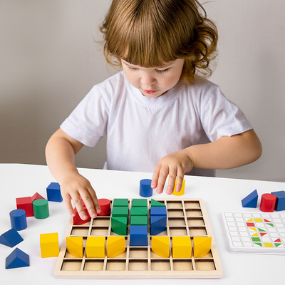 Kreatywne drewniane klockowe puzzle Montessori Nauczanie wczesnej edukacji dla dzieci