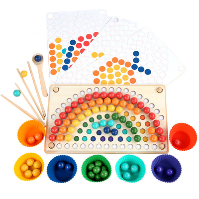 Drewniane Nordic Rainbow Koraliki Gra Puzzle Wczesna edukacja Pałeczki Szkolenie