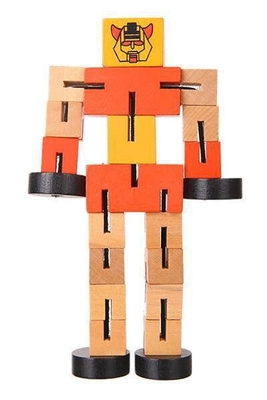 Puzzle dla dzieci Zdeformowany drewniany Robot Block Hand Play Model