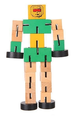 Puzzle dla dzieci Zdeformowany drewniany Robot Block Hand Play Model