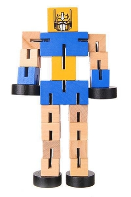 Puzzle dla dzieci Zdeformowany drewniany Robot Block Hand Play Model