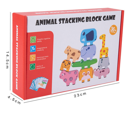 CPC Drewniany blok Puzzle Zabawki Animal Music Balance Składana wysokość