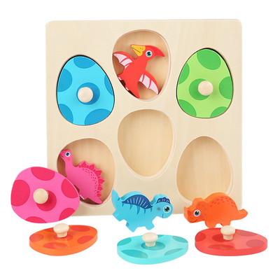 Drewniane jajko dinozaura Cartoon Animal Hand Grab Board Wczesna edukacja
