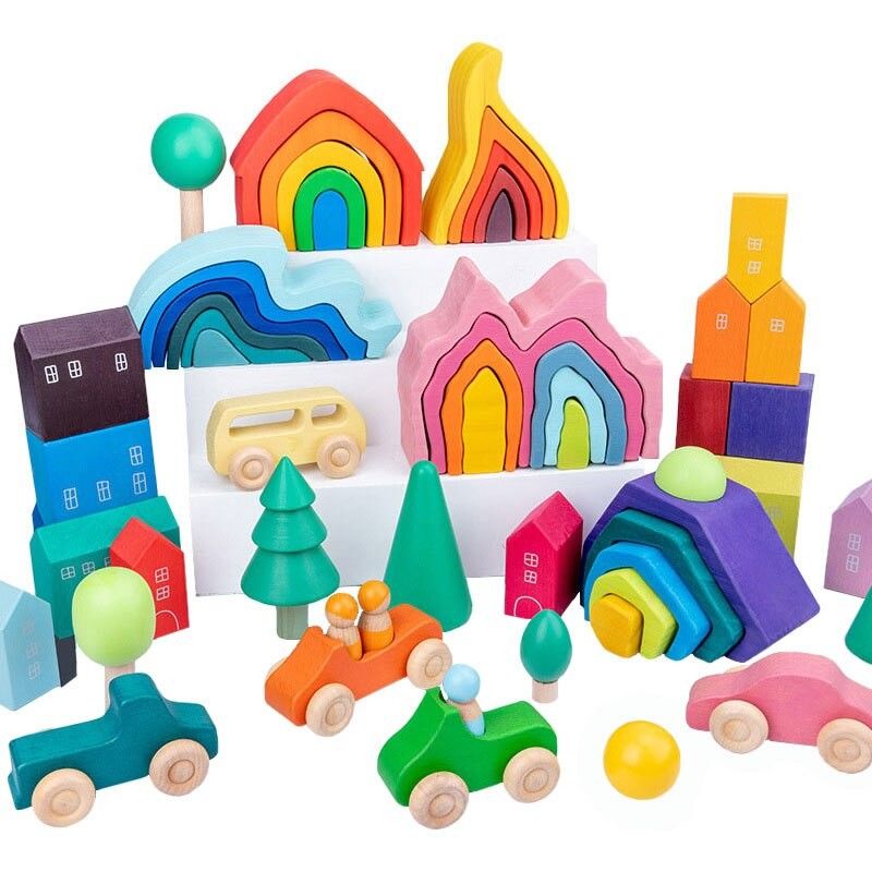 Coral Earth Drewniane klocki Zabawki Wood Rock Set Balansing Blocks Natural Wood Toy