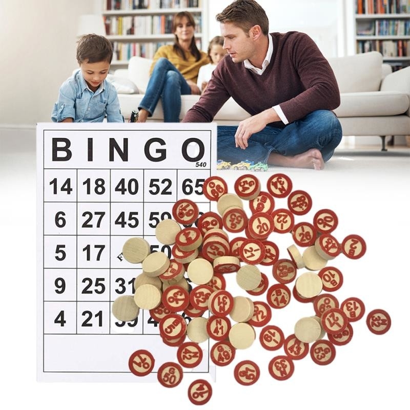 Vintage drewniane szachy Bingo z 40 kartami liczbowymi Bingo DIY