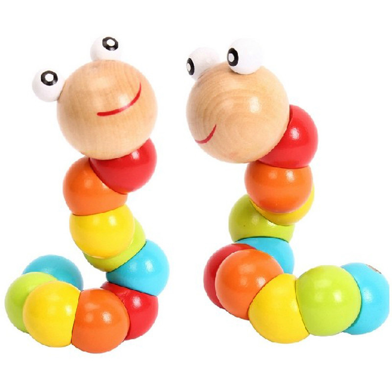 Nowy Rainbow Worm Twist Puppet Poznanie Zabawa Zabawki Edukacyjne Zmienny Kształt Drewniane Bloki Dzieci Kolorowe Caterpillar Ba